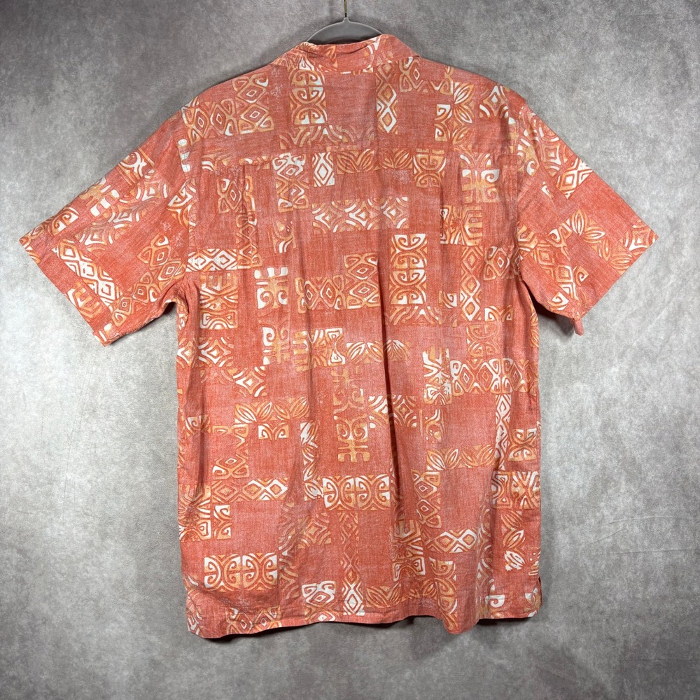 Quiksilver Shirt Mens Large Orange Waterman Collection Aloha Tribal Beach Summer - Picture 5 of 10